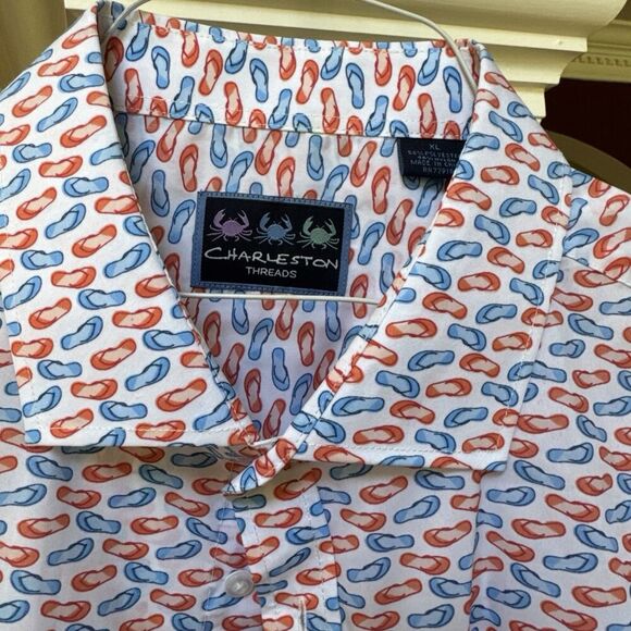 Charleston Threads Mens XL Button-Up Shirt Flip-Flop Shortsleeve - Picture 6 of 7